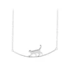 Cat curved sterling silver necklace