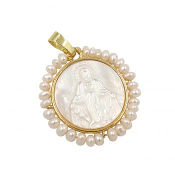 Virgin Mary Shell Pearl Pendant for Women