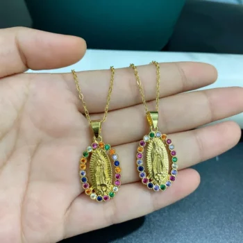 Gilded Virgin Mary Necklace