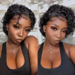 Short curly hair transparent lace wig