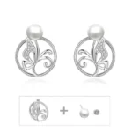 Butterfly Earrings Sterling Silver Pearl Studs