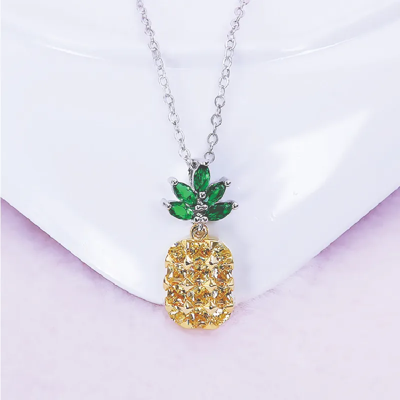 Crystal Pineapple Earrings Necklace Set Coconut Tree Earrings