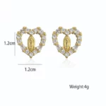 Golden Zircon Heart Maria Stud Earrings