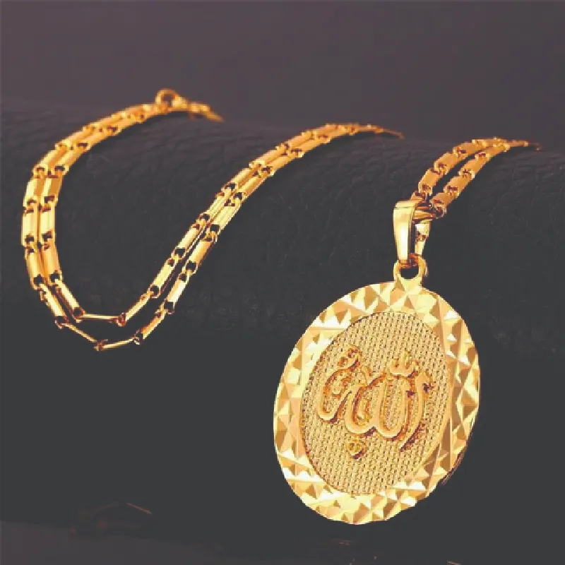 Islamic Silver Gold Color Allah Necklace Jewelry