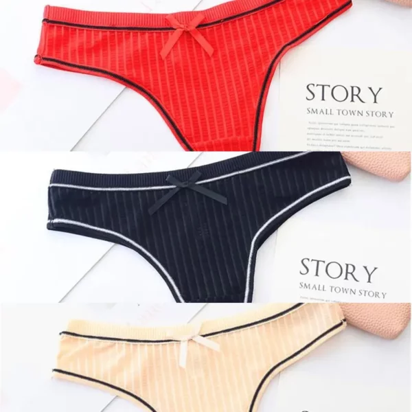 Sexy Breathable Striped Women’s Underwear Seamless Ice Silk Thread Thong