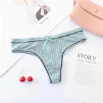 Sexy Breathable Striped Women's Underwear Seamless Ice Silk Thread Thong