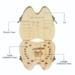 Wooden Baby Tooth Box Organizer Teeth Storage