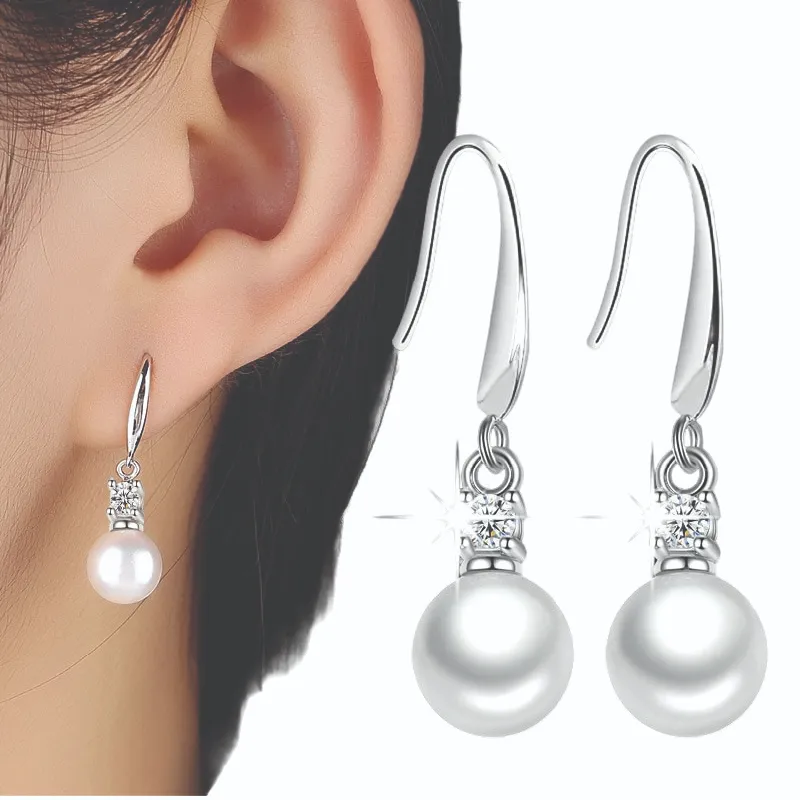 Zircon Pearl Silver Earrings