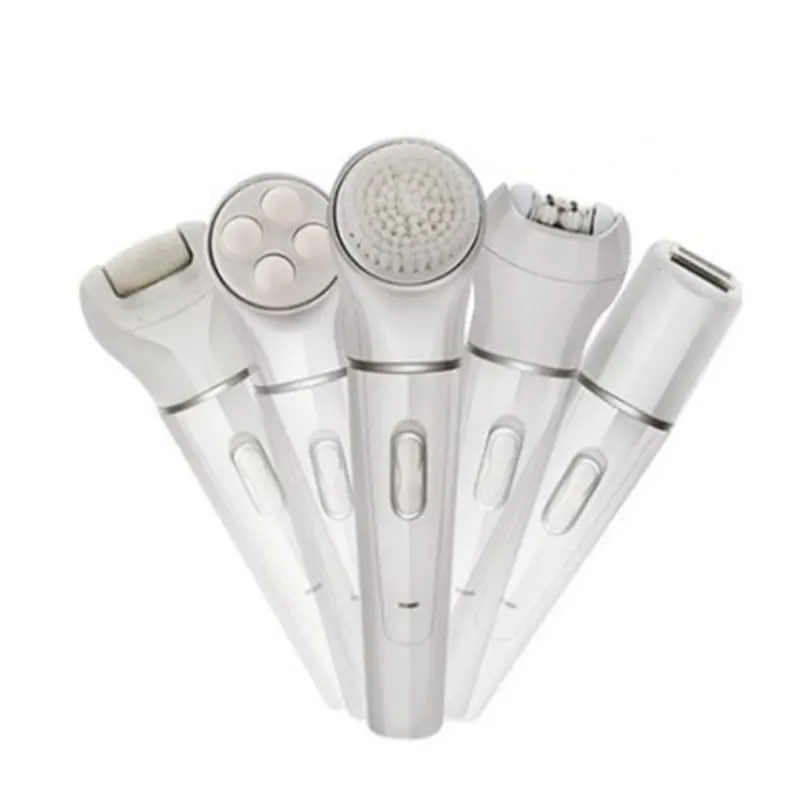 5 in 1 Multi-Functional Portable Face and body Skin Care Electric Massager Scrubber with Facial Latex Brush