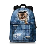 Cute Denim Cat Backpack