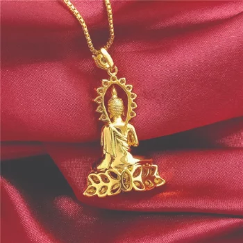 Golden Buddha Pendant Men And Women Necklace