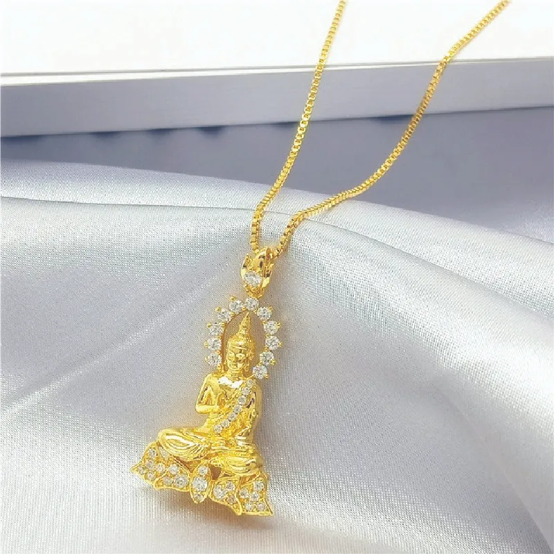 Golden Buddha Pendant Men And Women Necklace