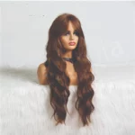 Wavy Brown Wig with Bangs