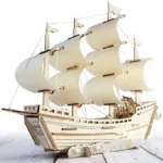 Wooden Puzzle Three Dimensional 3d Model Assembled Sailboat