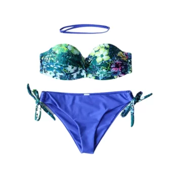 2021 New Leaves Print Bikini Swimsuit Women Push Up Bikini Set Bandeau Swimwear Bathing Suit Brazilian Biquini Female