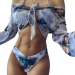 Sexy Marble Print Push up Bikinis Women High Waist