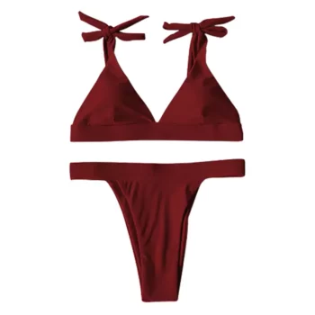 New High Waist Women Solid Halter Bikini Set Brazilian