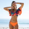 2022 New Sexy Brazilian Bikini Set Female Ruffle Swimwear Women Print Floral Push Up Swimsuit Bathing Suit Biquini