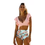 2022 New Swimsuit Women Swimwear High Waist Bikini Ruffle Bikini Set Push Up Bathing Suit Print Beach wear Summer Biquini Female