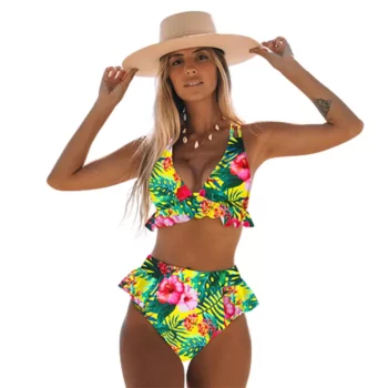 New Sexy Brazilian Floral Print Bikini Set Ruffle Women