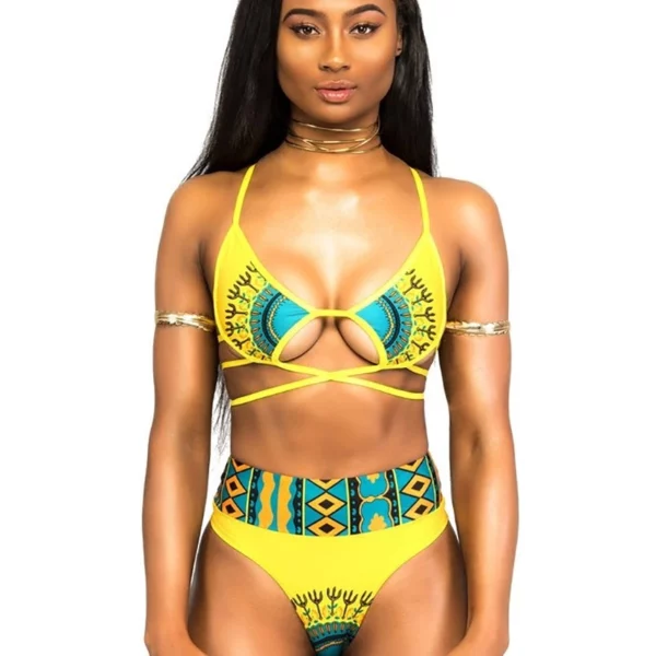 African Print Two-Pieces Bath Suits Bikini Set (1)