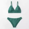 Army Green Solid Bikini Set
