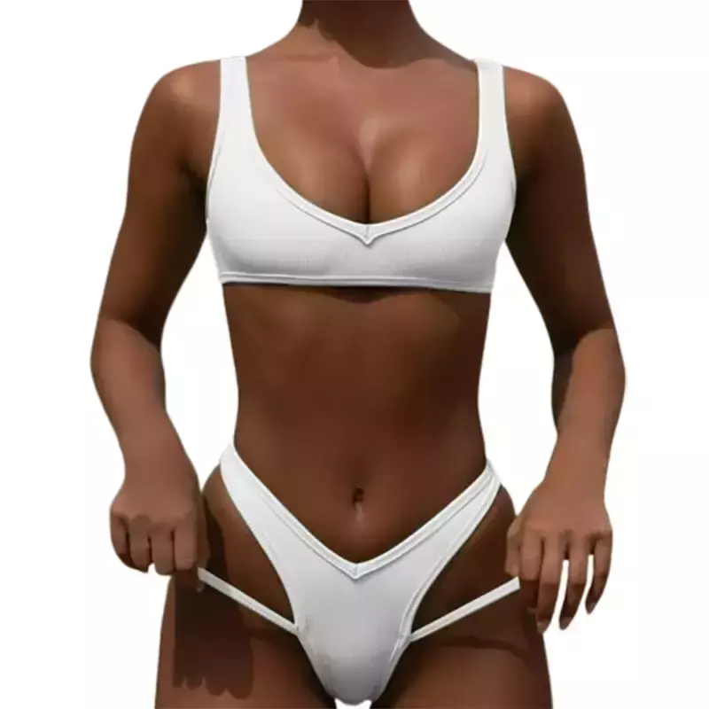 Female Solid Color Sexy Bandage Bikini