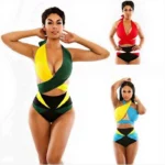 Three Sexy Color Matching Two Piece Swimsuit