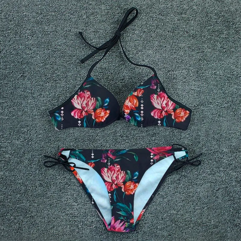 Push Up Sexy Floral Print Bikini Swimsuit Women