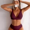 Ribbed Bikini High Waist Swimsuit