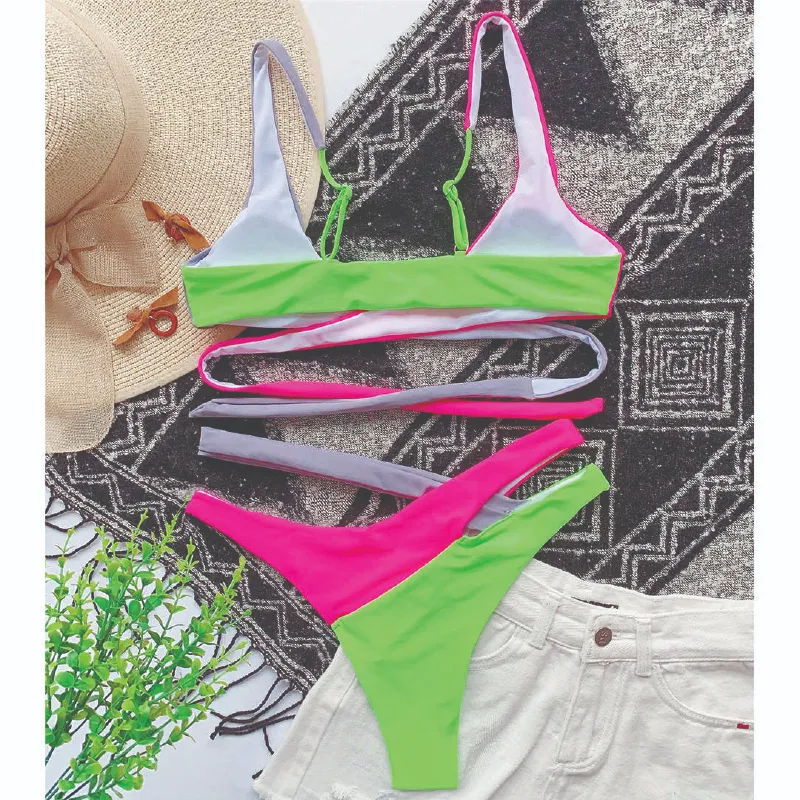 S Xl Splicing Bikini Female Swimsuit
