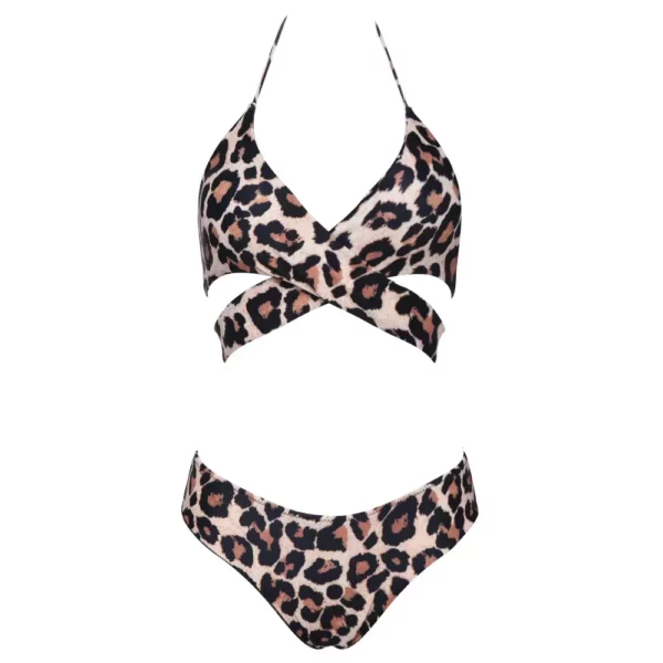Swimwear Women High Waist Swimsuit Push Up Bikini 2022 Woman Sexy Leopard Cross Bandage Bathing Suit Female Bikini Set Plus Size